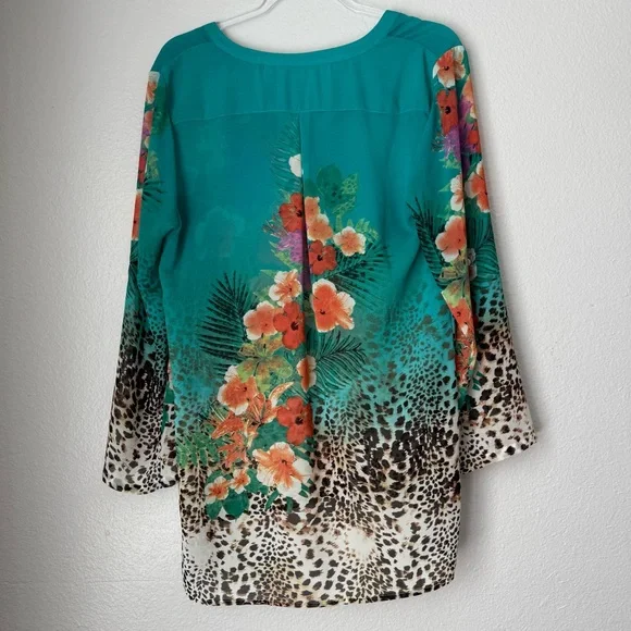 Soft Surroundings Tropical Breeze Floral Tunic Top Animalprint Resortwear Cruise - Picture 10 of 10